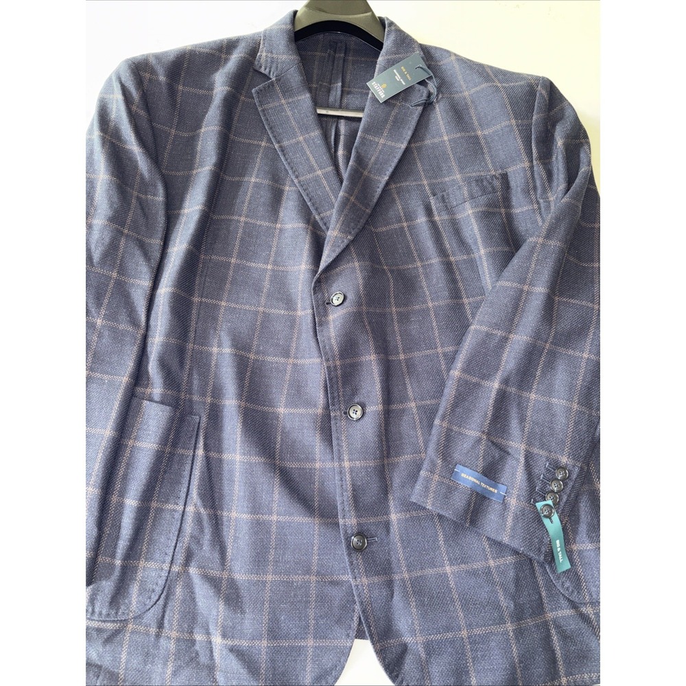 Stafford Blue Windowpane Sport Coat with Brown Overcheck